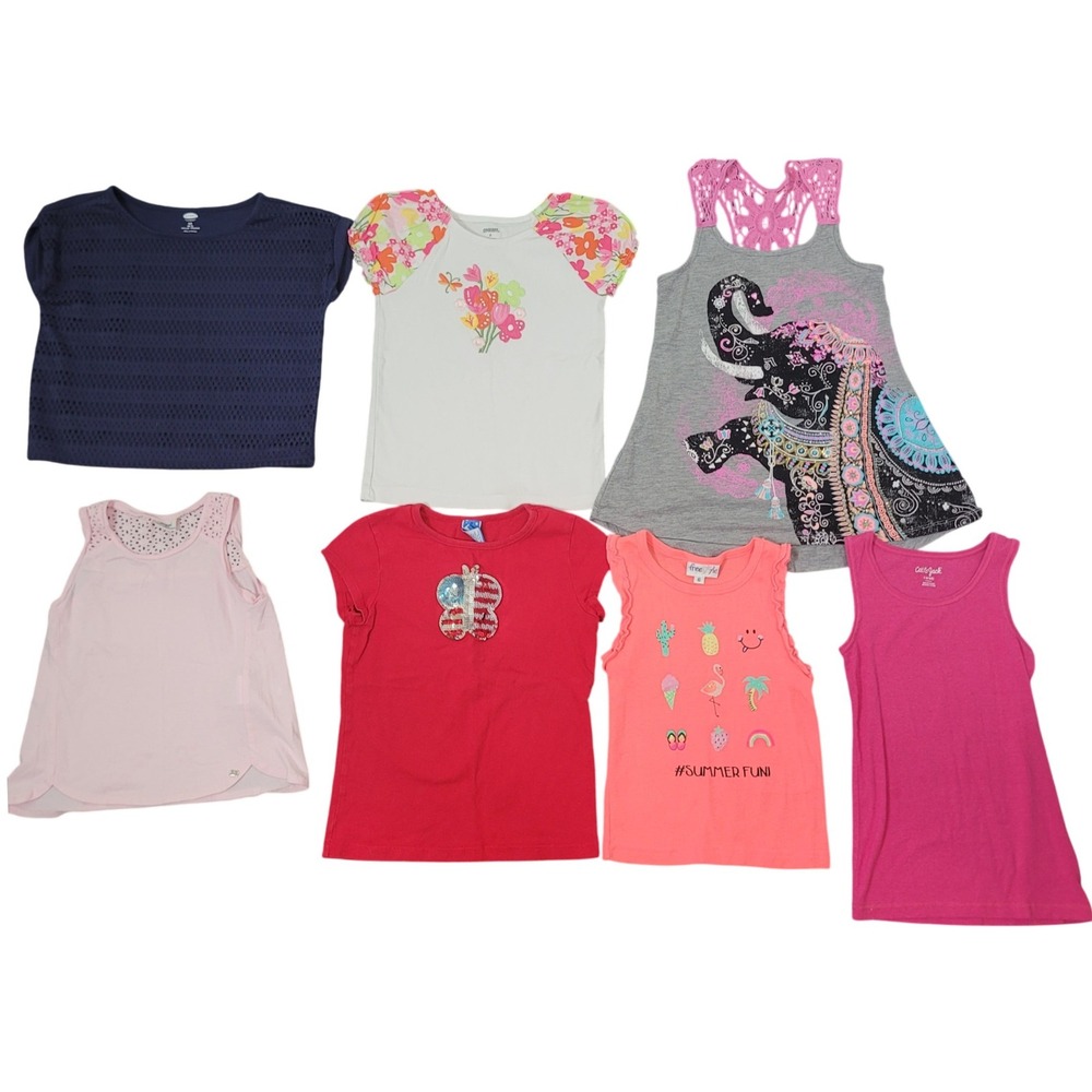 Old‎ Navy Gymboree 6 6X Tops Lot 7pc T-Shirts Tank Tops Pink Blue Red Floral